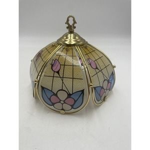 Small Multicolor Resined‎ Stained Glass pastel floral 10x9" Lampshade